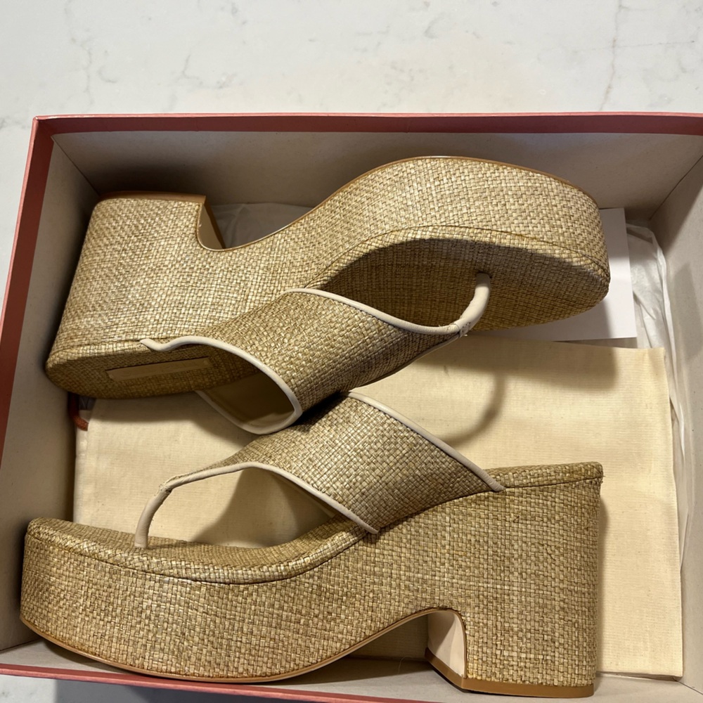 Cult Gaia Beige Platform Sandals